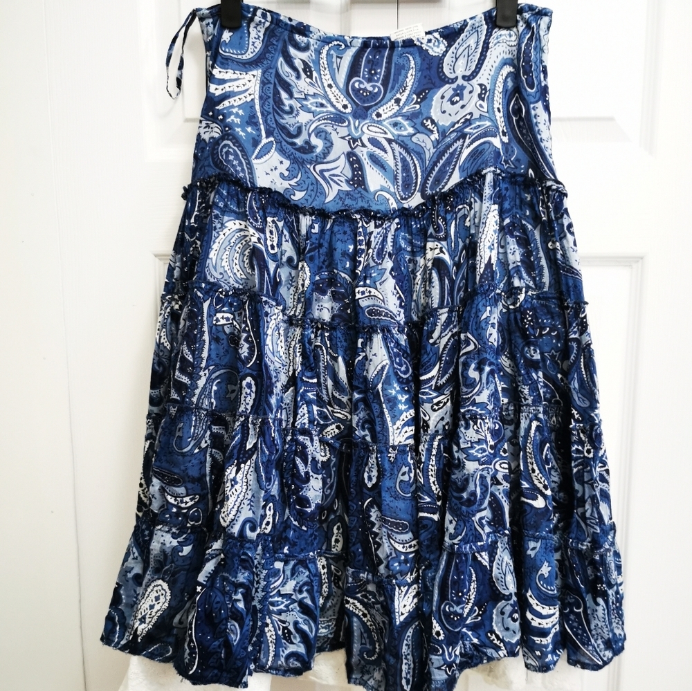 Jessica Blue and White Tiered Bubble Skirt